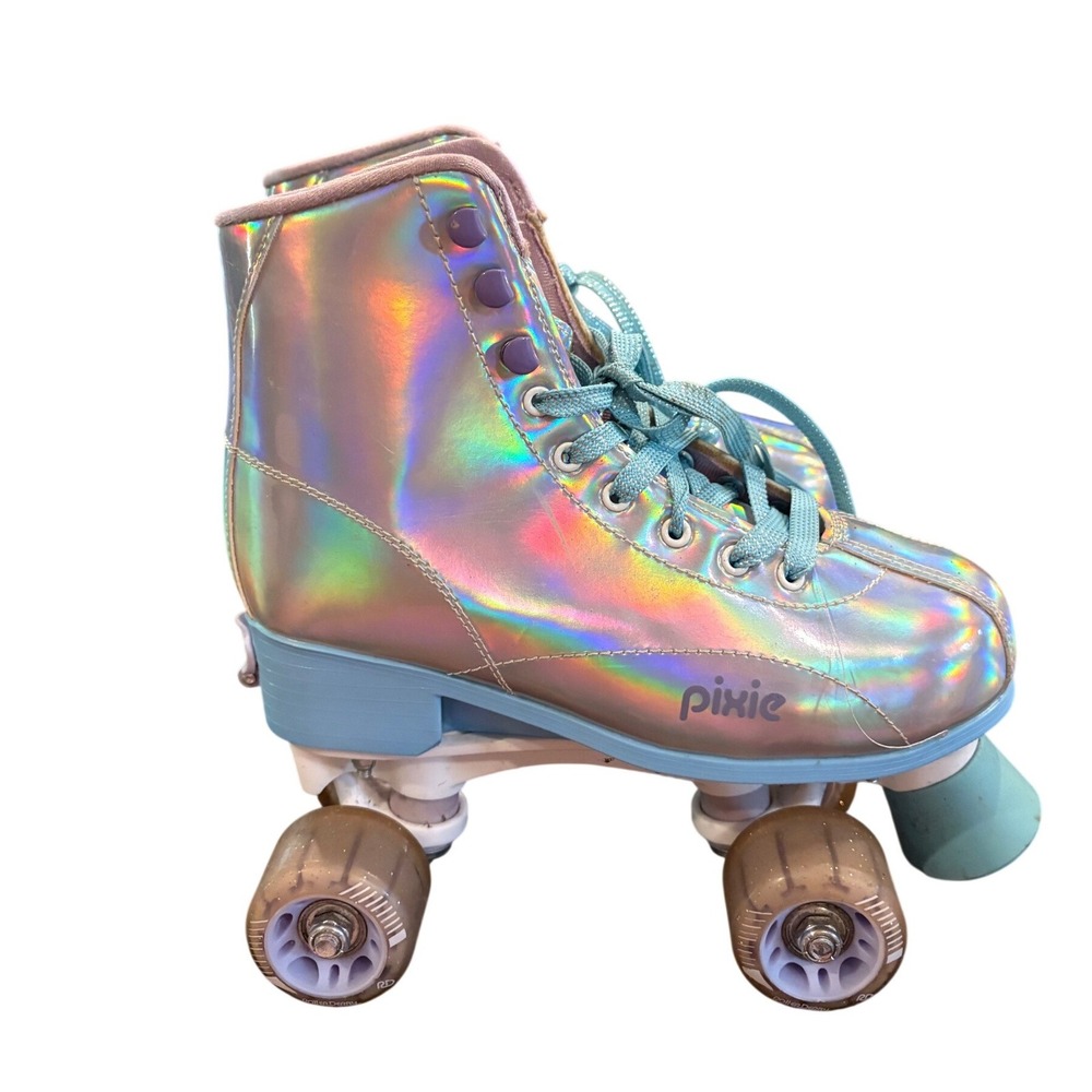 Roller Derby Girls Pixie Holographic Roller Skates Adjustable Sz 3-6 Iridescent